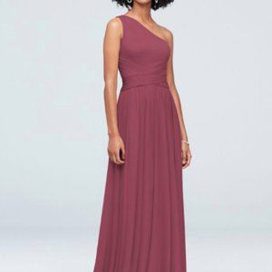 One-Shoulder Mesh David's Bridal Dress F19932